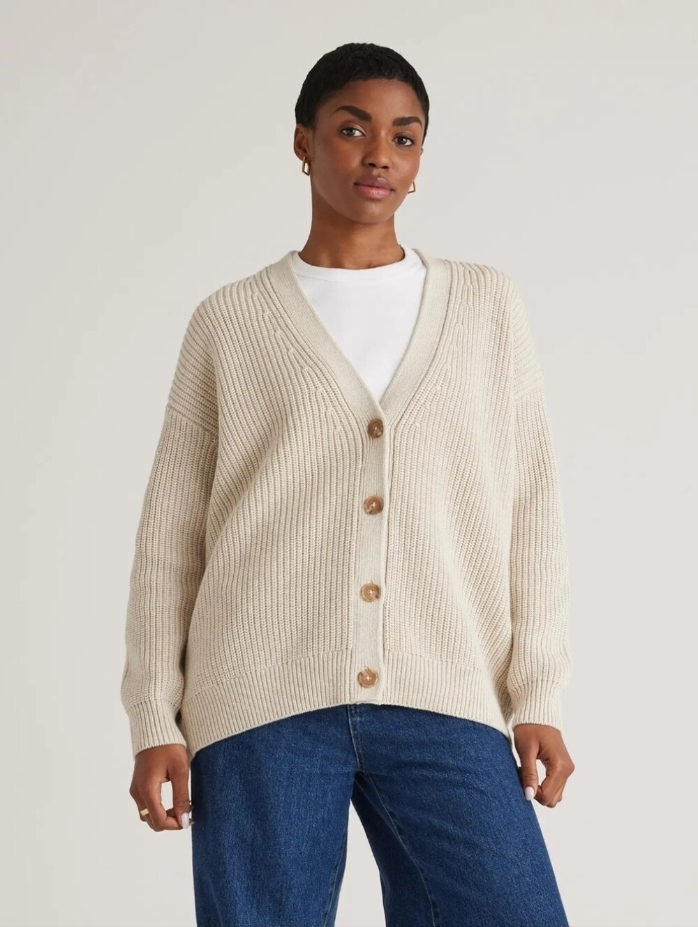 100% Organic Cotton Oversized Boyfriend Cardigan- Medium